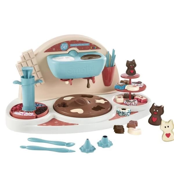 Smoby Chef Chocolat Factory - Chokladverkstad + Receptbok - Matlagningsverkstad - Många formar och tillbehör - Från 5 år