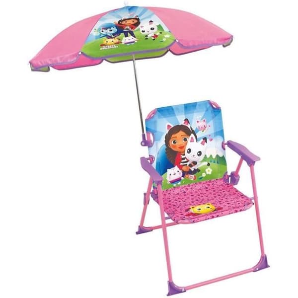 Trädgårdsmöbler - FUN HOUSE - Gabby och det magiska huset fällstol H.53 x B.38.5 x D.37.5 cm med 65 cm parasoll