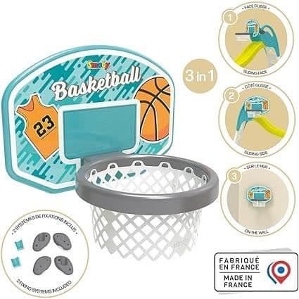 Smoby - Børne Basketballkurv - Smoby Slide Tilbehør - 3 i 1 - Fra 3 år