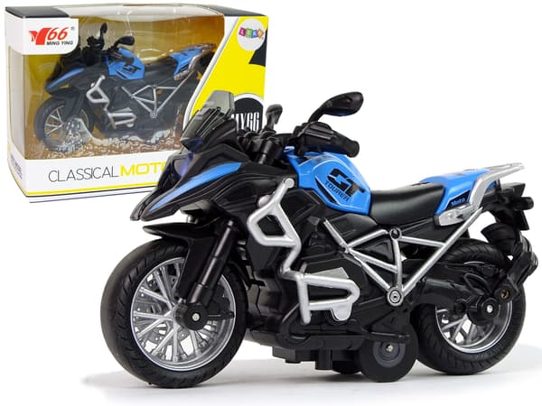 GT Motorcykel Blå 1:14 Pull-Back Drive Sound Lights