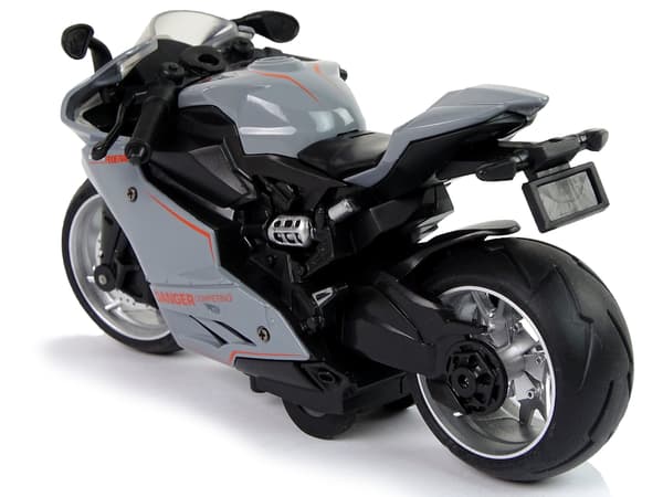 Sport Motorcykel Grå Orange Stripes 1:12 Pull-Back Drive Ljudljus