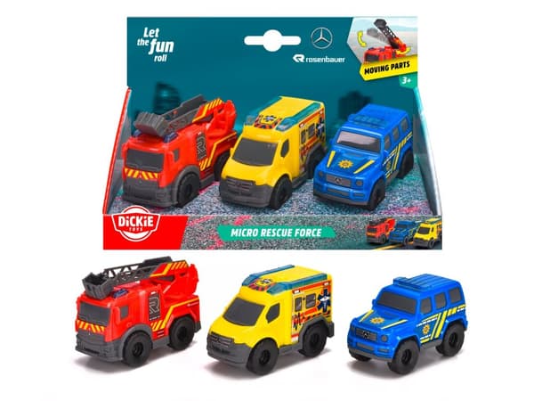 Dickie Toys Micro Redningskøretøjer i 3-pak