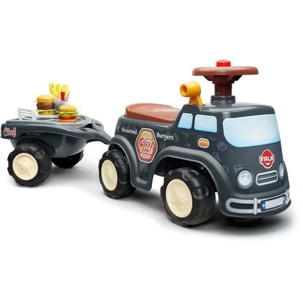 FALK - Food Truck Carrier - öppningsbart säte, ratt med tuta, släpvagn och tillbehör