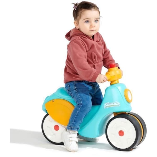 Sparkcykel för första åldern - FALK - Stada - Gul och blå - Manuell tuta - Tysta hjul - Från 12 månader - 100% tillverkad i Frankrike