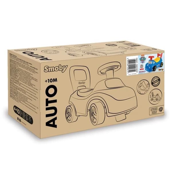 Smoby - 2 yhdessä lasten autokuljetuskärry - Ryhmä Hau - Satulan alla oleva laatikko + äänitorvi - 10 kuukauden iästä alkaen - Valmistettu Ranskassa