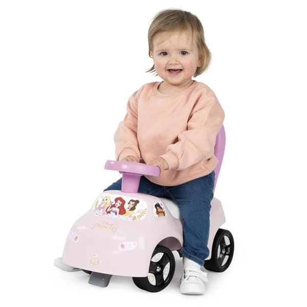 Smoby - 2 yhdessä lasten autokuljetuskärry - Disney Princess - Satulan alla oleva laatikko + äänitorvi - 10 kuukauden iästä alkaen - Valmistettu Rans