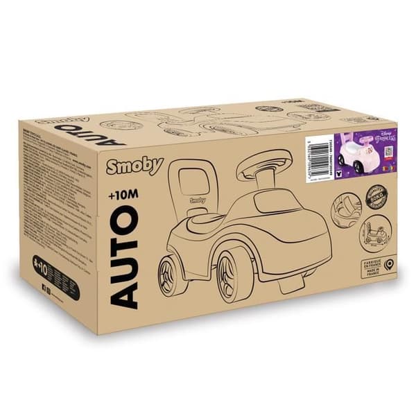 Smoby - 2 yhdessä lasten autokuljetuskärry - Disney Princess - Satulan alla oleva laatikko + äänitorvi - 10 kuukauden iästä alkaen - Valmistettu Rans