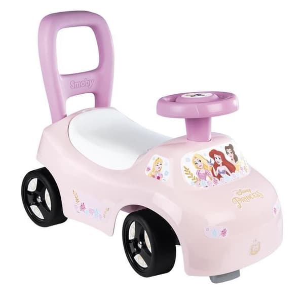 Smoby - 2 yhdessä lasten autokuljetuskärry - Disney Princess - Satulan alla oleva laatikko + äänitorvi - 10 kuukauden iästä alkaen - Valmistettu Rans