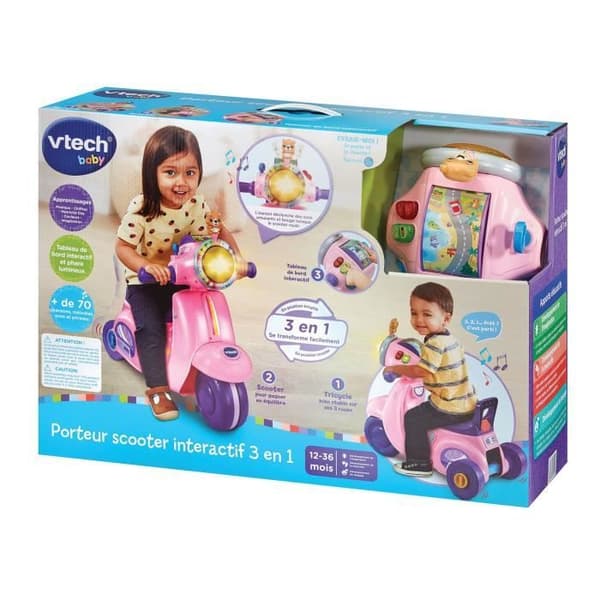 VTECH 3-I-1 INTERAKTIV SCOOTER ÅKNING ROSA