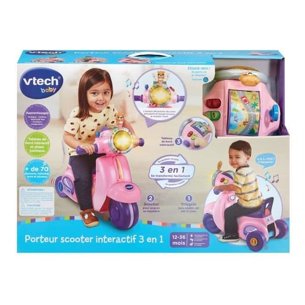 VTECH 3-I-1 INTERAKTIV SCOOTER ÅKNING ROSA