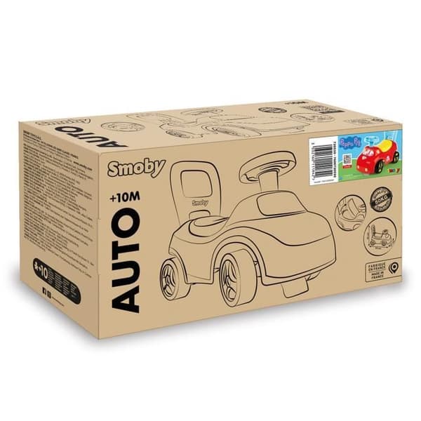 Smoby - 2 yhdessä lasten autokyyti - Peppa Pig - Säilytystilaa istuimen alla - 10 kuukauden iästä alkaen - Valmistettu Ranskassa