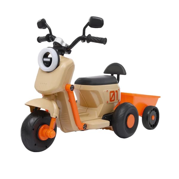Barnens elektriska motorcykel, 50 kg lastkapacitet, hastighet 3,23-4,83 km/h,Beige