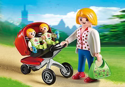 Playmobil City Life Mother with Twin Stroller