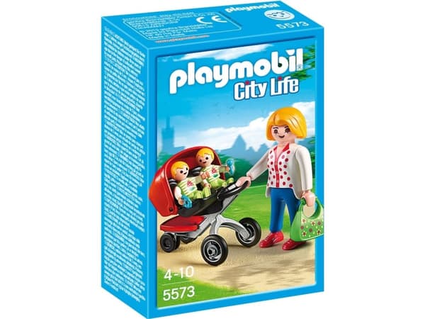 Playmobil City Life Mother with Twin Stroller