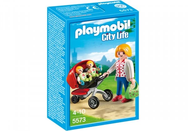 Playmobil City Life Mother with Twin Stroller