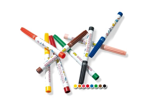 SES Creative My First Baby Markers, 8 styck, Svart, Blå, Brun, Grön, Orange, Rosa, Röd, Gul, 1 År, Rundad spets, Multifärg, Rund
