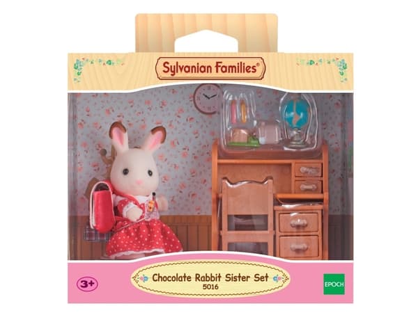 Sylvanian Families Chocolate Rabbit Sister with Desk