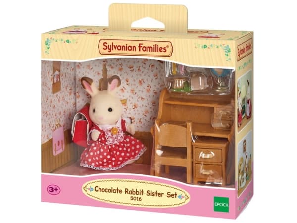 Sylvanian Families Chocolate Rabbit Sister with Desk
