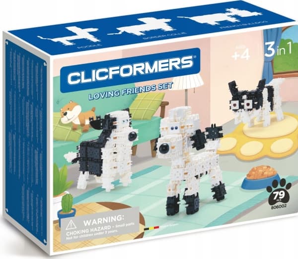 Clics Klocki CLICFORMERS Black and white friends 74el 806002