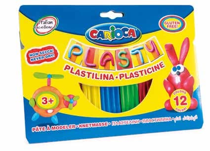 Carioca Plasty, Modelleringsleire, Flerfarget, Barn, 12 stykker, 12 farger, 3 år