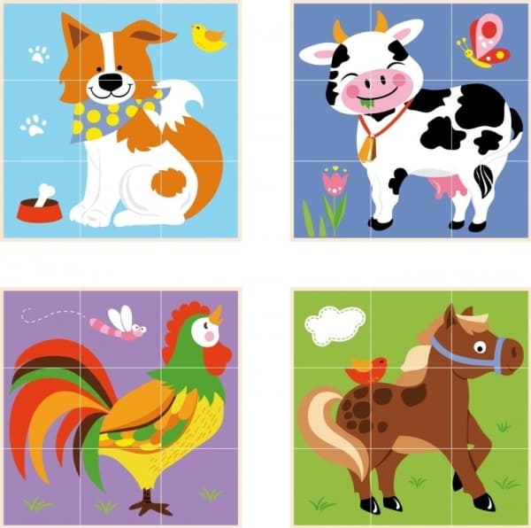 Viga Logisk trepuslespill Pedagogisk puslespill Viga Leker Farm 9 deler