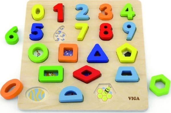 Delione tre læringspuslespill tallformer + geometriske figurer “Viga” (6934510501198)