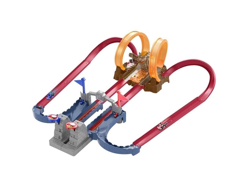 Hot Wheels MarioKart Bowsers Castle Chaos, Bil og billøp, 5 år, Gutt, Blå, Brun, Grå, Oransje, Rød, 1 stykker, Boks