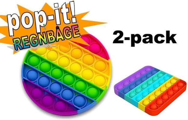 2-pakkaus Pop It Fidget Toy Original - Rainbow - CE-hyväksytty