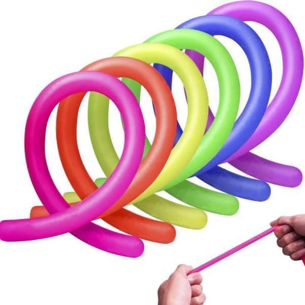 6-pak Stretchy Noodle String Neon Children Fidget Sensorisk legetøj - Blandede farver
