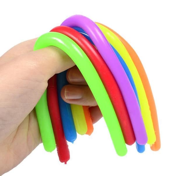 6-pak Stretchy Noodle String Neon Children Fidget Sensorisk legetøj - Blandede farver