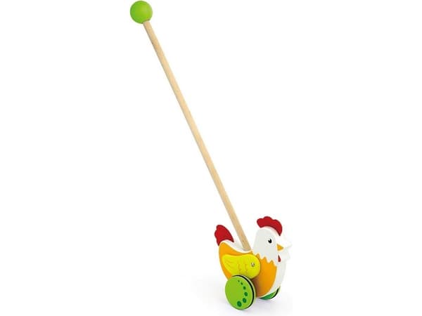 Tryckleksak i trä - Rooster Viga