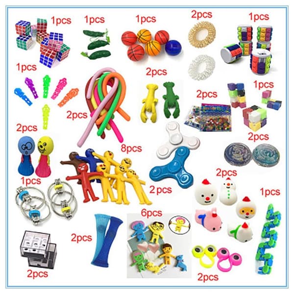74 stk Fidget Pop it legetøjspakke til børn og voksne