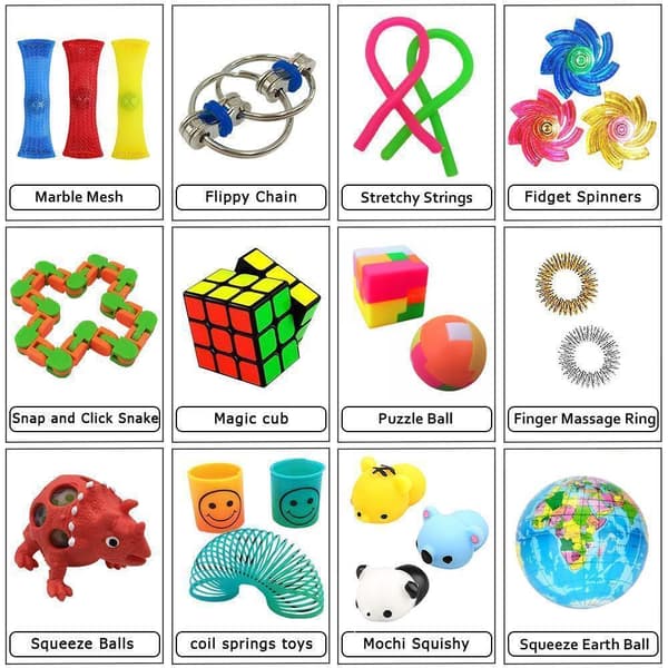 Favor 38 stk. Fidget Set Pack til børn Pop it Stresskugle