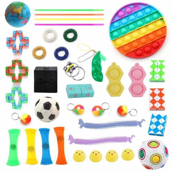 Fidget Toys - Legetøjspakke til voksne og børn - 38 stykker Rainbow Pop Circle