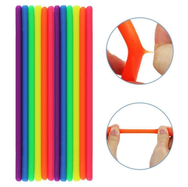 12-pak Stretchy Noodle String Neon Children Fidget Sensorisk legetøj - Blandede farver