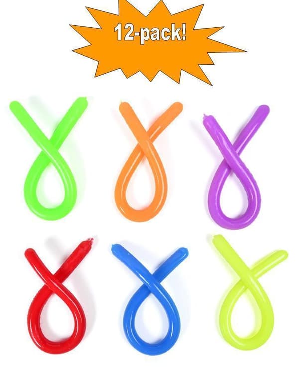 12-pak Stretchy Noodle String Neon Children Fidget Sensorisk legetøj - Blandede farver