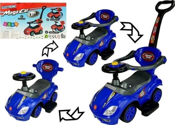 Lean Cars Ride-on med pusher Mega Car 3in1 Blue