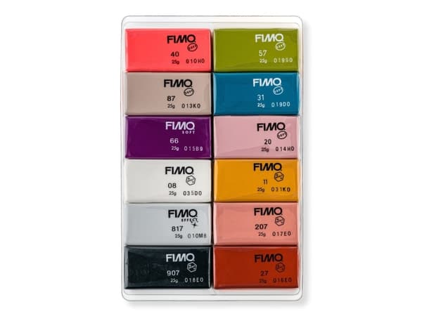 Staedtler FIMO 8023 C, Modelleringsleire, Sort, Blå, Kobber, Gull, Perle, Rosa, Rosa, Sølv, Taupe / brun, Fiolett, 12 stykker, 12 farger, 110 °C, 30