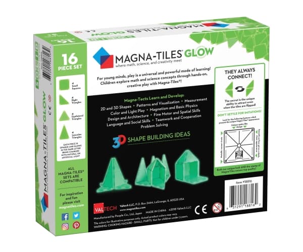 MAGNA-TILES Magnetisk og lys konstruktør, 16 det.