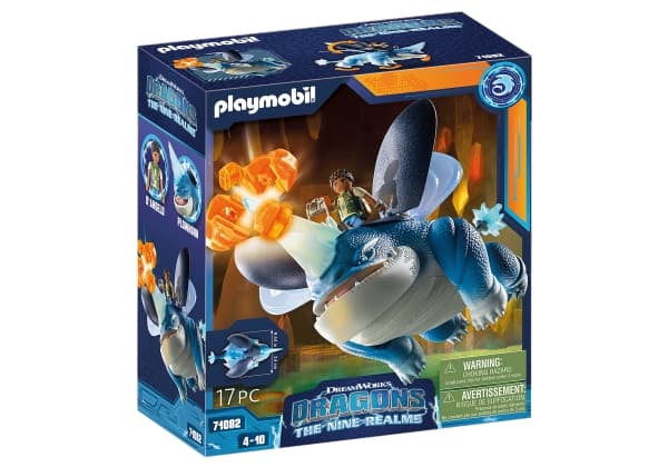 Playmobil PLAYMOBIL 71082 Dragons: The Nine Realms - Plowhorn & D'Angelo, Construction Toy (With Crystal Rock to Blow Up)