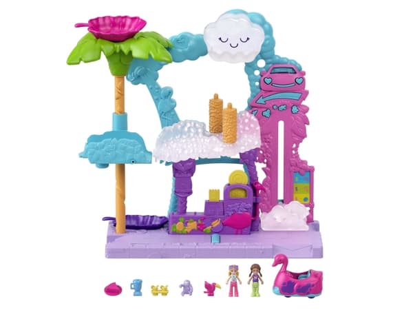 Polly Pocket POLLYVILLE FLAMINGO FUN CAR WASH Playset, Action/ Eventyr, 4 år, Flerfarget, Plast