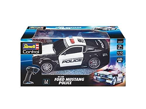 Revell Control 24665 RC Scale US Police Ford Mustang, GHz kaukosäädin, vaihdettava Li-Ion akku, LED-valaistus, siniset valot, sireeni, 33 cm kauko-ohj