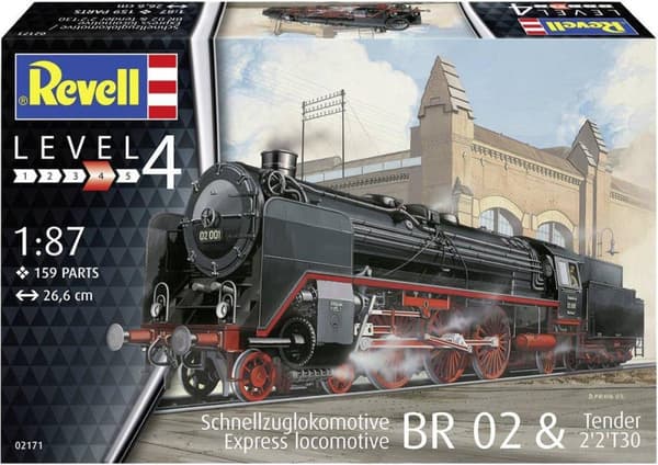 1:87 Revell 02171 Expresslok BR 02 & Tender 2'2'T30 Plastsats
