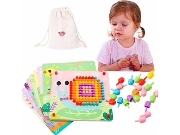Tooky Toys Fargerikt barnepuslespill 10 stk. maler og pins, Tooky Toy