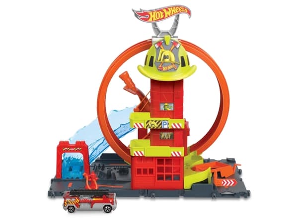 Hot Wheels City Super Loop Fire Station, 4 år, Plast, Flerfarget