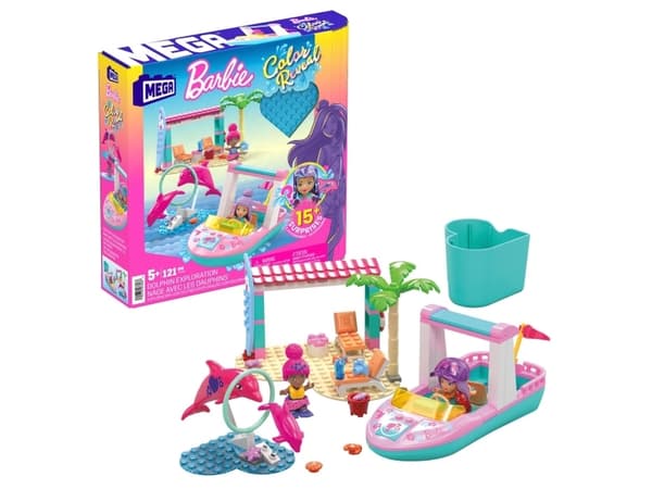 MEGA Barbie Color Reveal Delfinexpedition, Byggsats, 5 År, Plast, 121 styck, 412,5 g