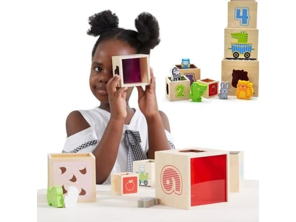 Viga Toys VIGA pyramidpussel i trä, block sorterare