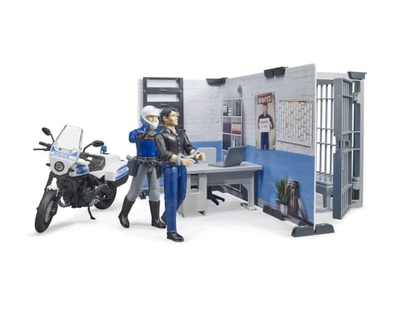 Bruder bworld Police Station with police motorcycle toy