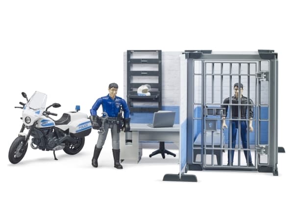 Bruder bworld Police Station with police motorcycle toy