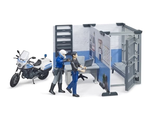 Bruder bworld Police Station with police motorcycle toy